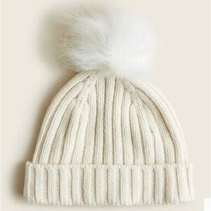 New with Tags -J.Crew- Ribbed pom-pom beanie Ivory 🍁❄️❄️
